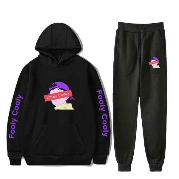 

men's hoodies & sweatshirts 2021 anime fooly cooly and pants cool print two piece set hooded suit velvet for men/women, Black