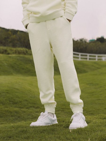 

men solid waffle knit sweatpants w4qp#, Black