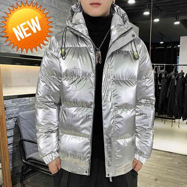 

winter lightweight down jacket men's short korean style trendy bright white duck thickened handsome warm fashion, Black
