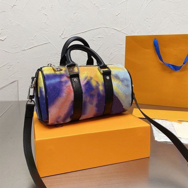 

high-quality leather pillow bag colorful classic printing letter mini handbag with handle elegant women's cross-bosy purse