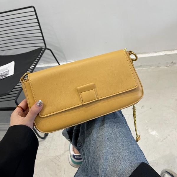 

evening bags luxury yellow flap women's shoulder brand designer horizontal square bag ladies handbag pu leather crossbody purses