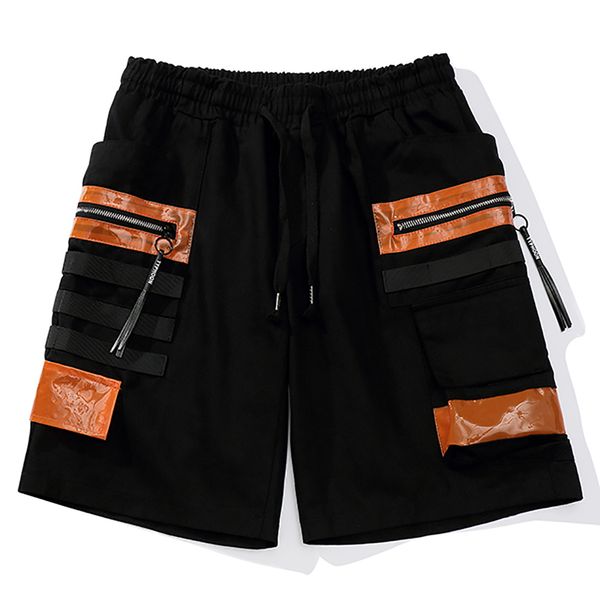 

new aelfric 2021 eden color patch and zipper summer wear haraguko fashion men's hip hop short knee length tlfm, White;black