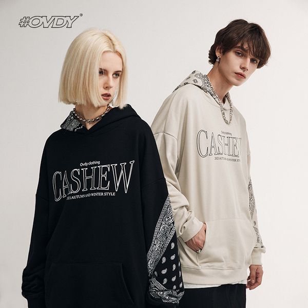 

wxwovdy 2021 autumn and winter new fashion brand pattern stitched english printed hoodie couple terry sweater men, Black