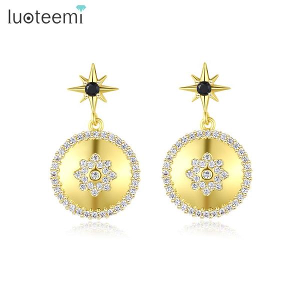 

dangle & chandelier louteemi round circle drop earring for women shinning stars cubic zircon fashion earrings girlfriend gifts, Silver
