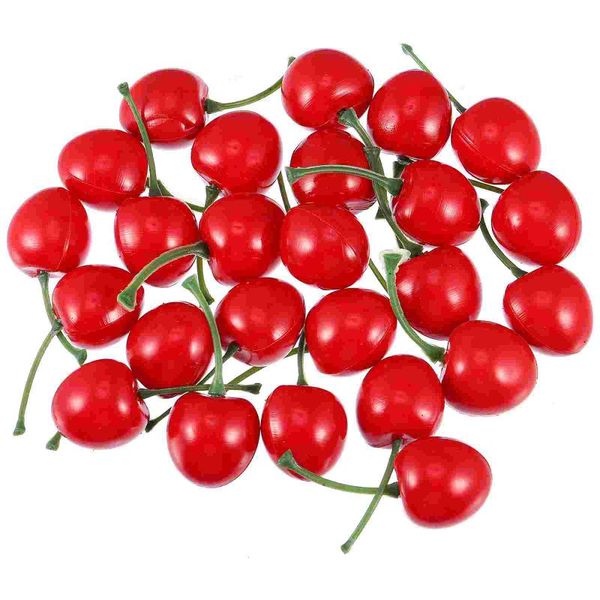

party decoration 25 pcs artificial lifelike simulation red cherries small fruit model for decor