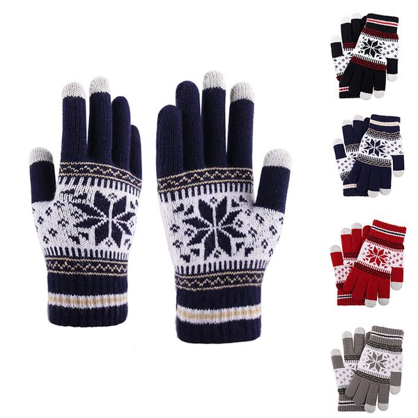 Guanti per dita intere lavorati a maglia invernali da donna, da uomo, guanti da ragazza, guanti di lana di cotone femminile, guanti touch screen