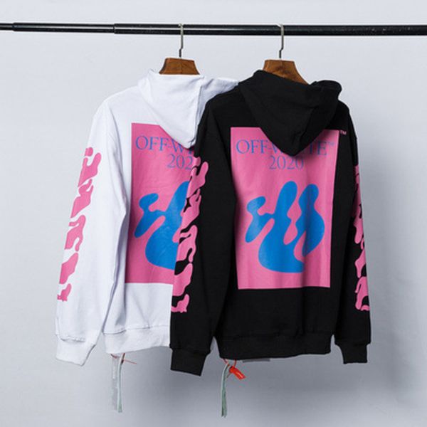 

19fw new pink graffiti letter gradient drawstring hooded sweater coat, Black