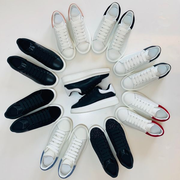 

2021 men sneaker women casual shoes fashion white leather platform shoes flat outdoors daily dress party shoes with box, Black