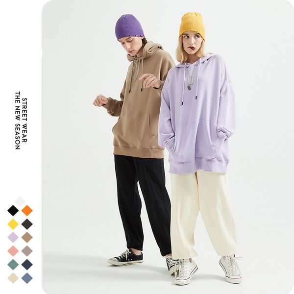 

2021 spring autumn and winter new sweater 13 color pure cotton hooded hair ring sweater thin sleeve solid color male sweater custom, Black