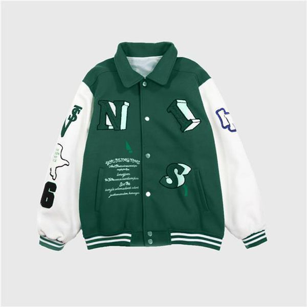 

2021 wild couple jaet tide ins autumn new color matching embroidery baseball uniform jaet, Black
