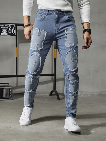 

men raw trim skinny jeans q1uy#, Blue