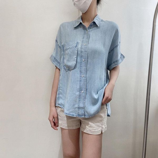 

women's jackets 13 spring/summer 2021 tencel cardigan coat loose is prevented bask in denim shirt with short sleeves female, Black;brown