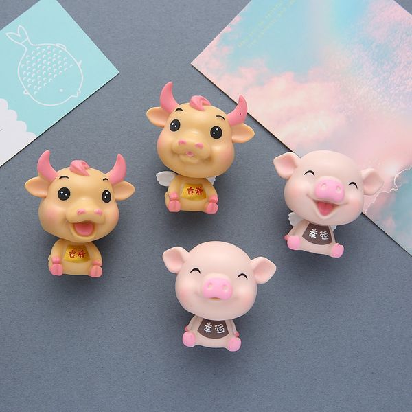 

lucky cow refrigerator sticker cute cartoon small animal 3d happy pig three-dimensional doll magnetic
