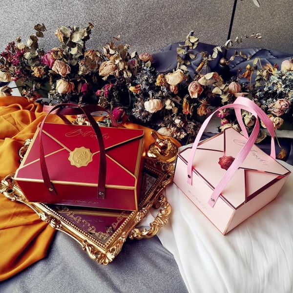 

gift wrap 10pcs boxes candy cake paper box packaging with handle cookie chocolate macaroon wedding party favors