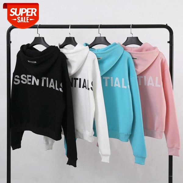 

fear of god essentials pullover hoodie reflective letter embroidered #7f17, Black