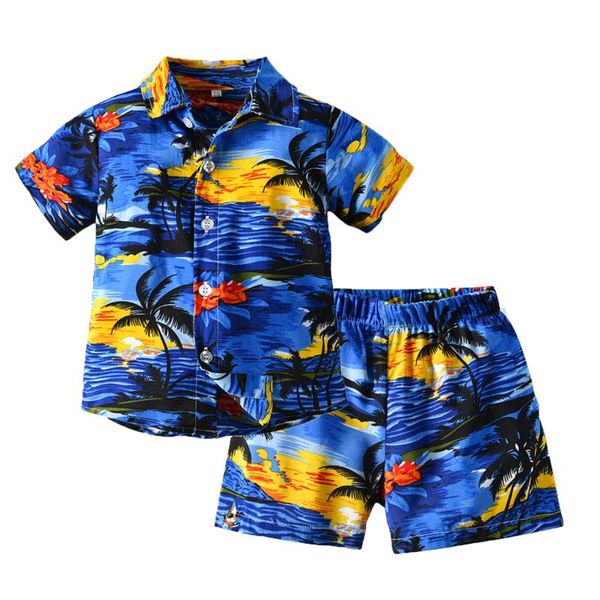 

clothing sets summer little baby boys shirts shorts set toddler creative coconut tree printing short sleeve lapel casual trousers, White