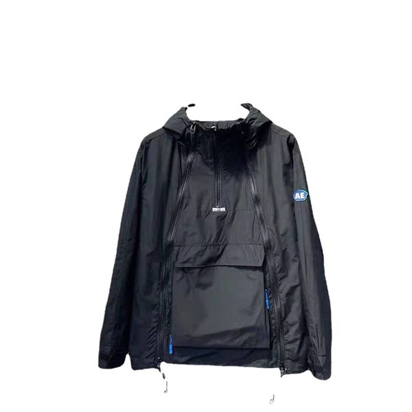 

ebaihui solid jacket casual loose autumn spring men's coat windbreaker sportswear fashion hooded sweatshirt large pocket hoodies, Black;brown