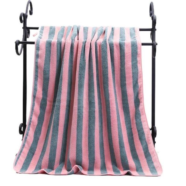 

towel coral fleece soft and absorbent couple household striped bath 70x140cm