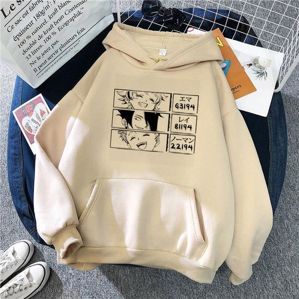 

the promised neverland hoodies sweatshirt women harajuku anime pink black hoodies streetwear pullovers graphic hooded streetwear
