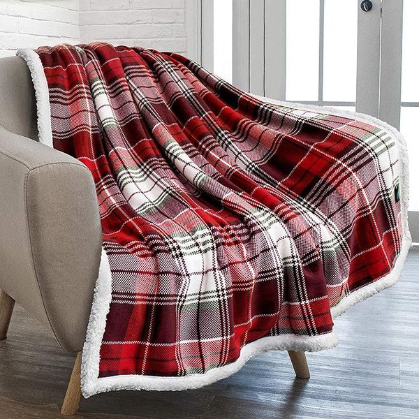 

blankets soft winter blanket plaid fleece bed warm throw flannel double layer fluffy sofa snowflake christmas gift