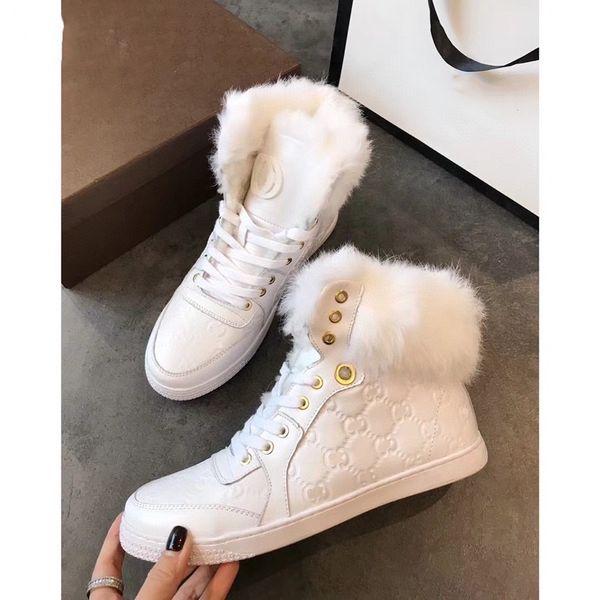 

classics winter snow boots real fur slides leather waterproof warm knee high boot fashion booties with box by shoe10 010, Black