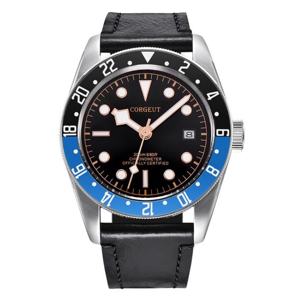 

wristwatches 41mm mens luxury sport sapphire glass sterile gold dial pvd mechanical watch miyota automatic movement black blue bezel, Slivery;brown