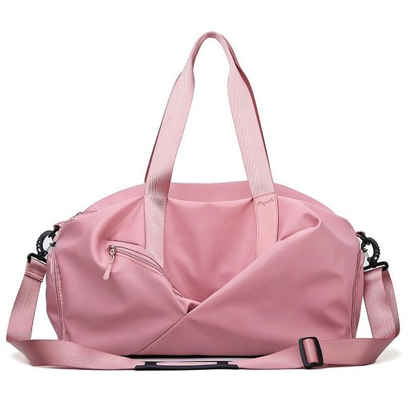 

large capacity nylon sports gym bags for women 2021 ladies travel bag solid color handbags shoulder bags with shoes compartment