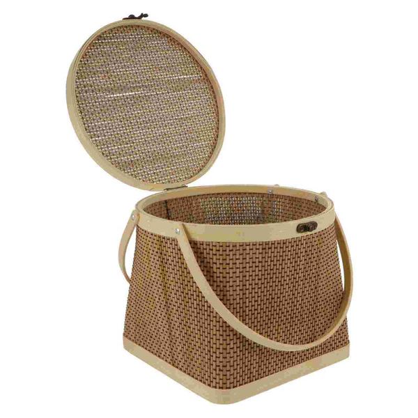

storage baskets 1 pc fruit basket household sundry woven dry food with lid )
