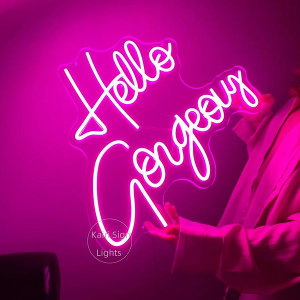 

other lighting bulbs & tubes hello gorgeous neon sign, custom sign lights room decor bedroom wall home personalized gifts
