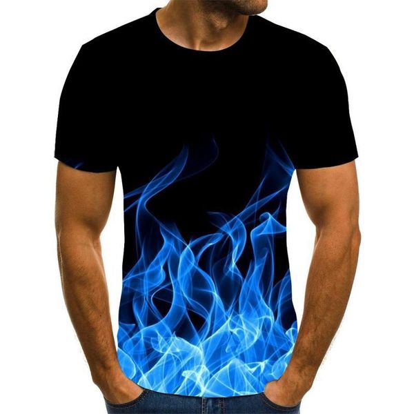 

men's t-shirts 2021 flame graphic t-shirt 3d printed men's summer casual fashion round neck shirt plus size streetwear, White;black