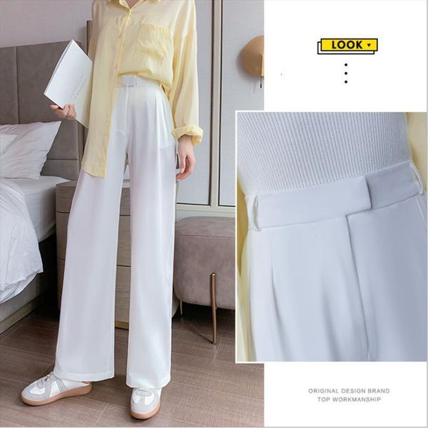 

black baggy casual straight women capris wide leg trousers high waist female thin suit streetwear ladies x214, Black;white
