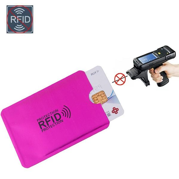 

silver laser aluminium anti rfid wallet blocking reader lock bank card holder id bank card case business protection meta jlload