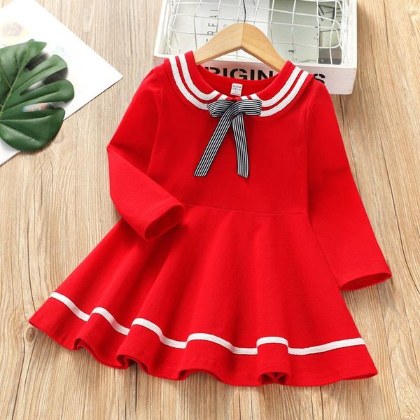 

girl's dresses jargazol fall kids for girls school costume fashion korean little girl clothes vestidos long sleeve princess dress, Red;yellow