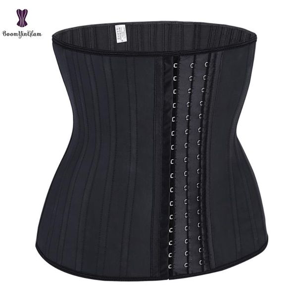 

women's shapers latex waist trainer 25 spiral steel boned slimming cincher 3 hooks and eyes corset underwear corselet, Black;white