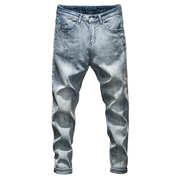 

men's jeans stretch men for light blue slim fit tapered pants the clothing full length trousers 2021 spring arrivals,312