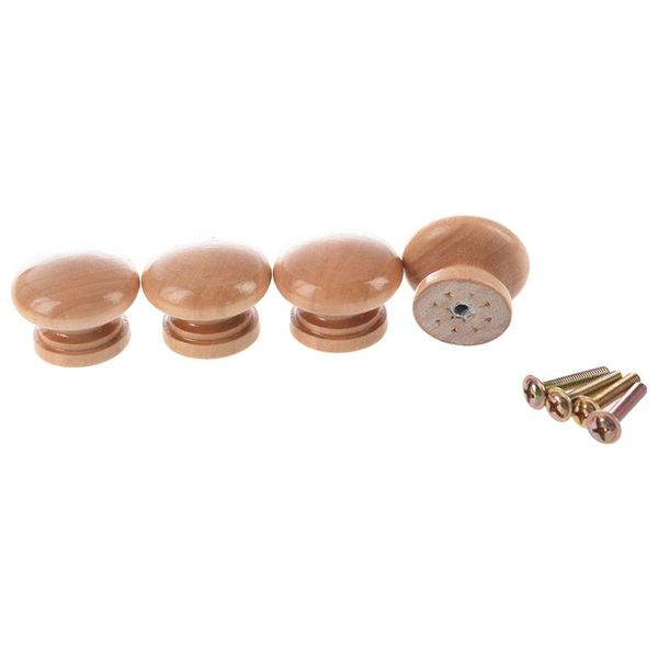 

handles & pulls 4 pcs cabinet drawer 1.3" diameter round wooden pull knobs