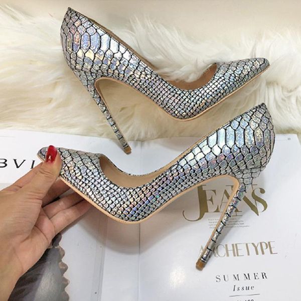 

silver pu leather 12cm high heeled lady pumps shallow pointed toe woman shoes party shoes slip on wedding yg023 chensir9, Black