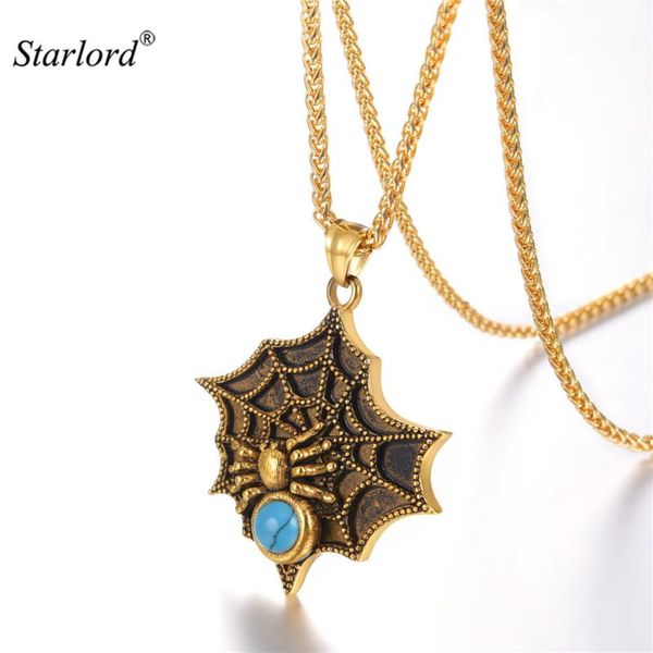 

pendant necklaces starlord spider web necklace stainless steel/gold/black gothic jewelry halloween unique gift gp3237, Silver
