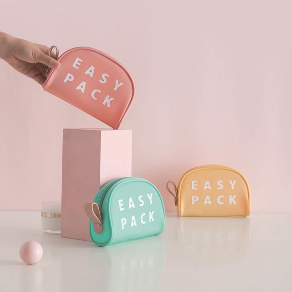 

tpu color semicircle shell portable small travel cosmetics storage bag