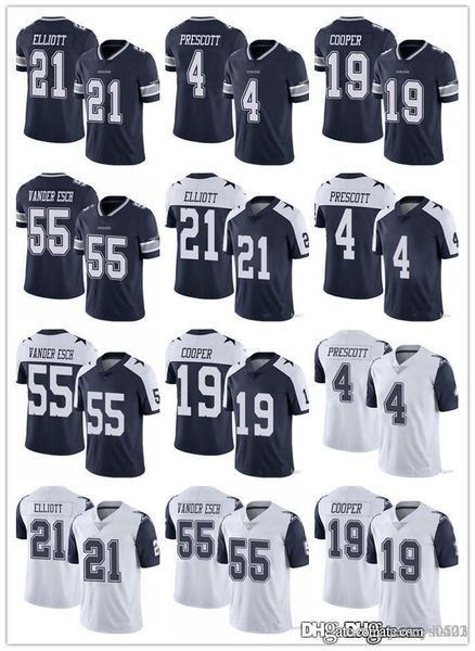 

men youth dallas women cowboys 4 dak prescott 19 amari cooper 21 ezekiel elliott 55 leighton vander esch football jerseys, Black;red