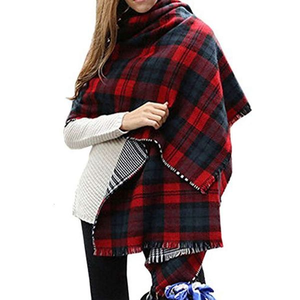 

women's plaid lovers creative shawl classic fashion double sided scarf, Blue;black