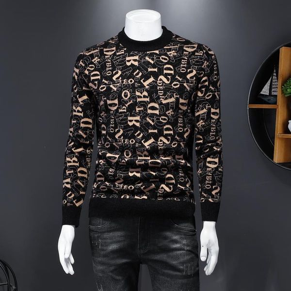 

2021 wild temperament fashions big autumn and winter new man's sweater liner heavy woolen tide2bkp, White;black