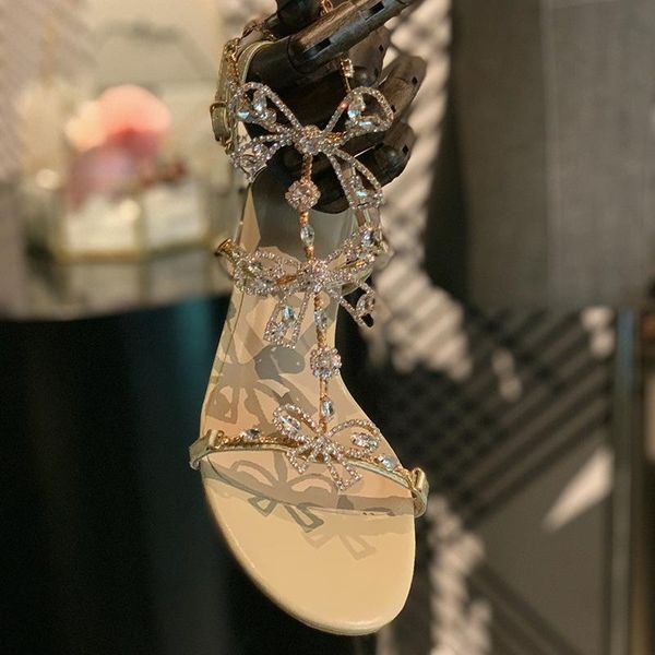 

sandals fairy ladies beautiful show rhinestone 2021 summer, Black