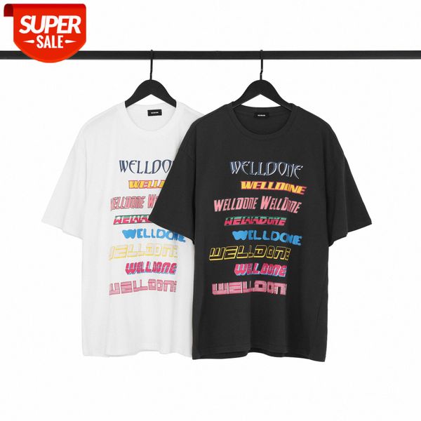 

done gradient color graffiti short-sleeved t-shirt round neck loose european version of the male and female couple bottoming shirt #jn47, White;black
