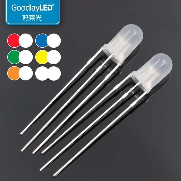 

strips 1000pcs 5mm round led 3-pin white bicolor dip red blue g/white difffused