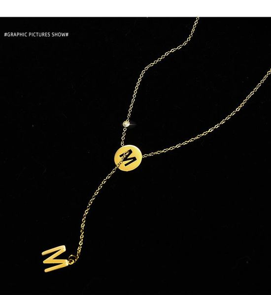 

pendant necklaces fashion titanium gold plating chain initial charms necklace hollow out letter for women jewelry collares, Silver