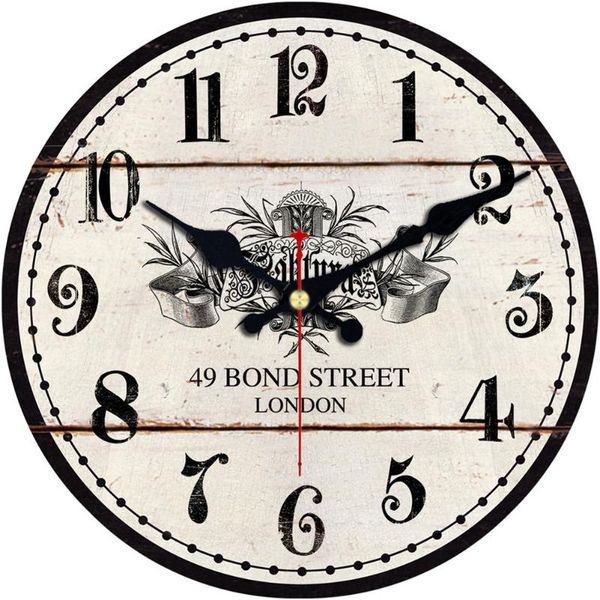 

wall clocks chic quartz wooden round retro rustic vintage clock artistic london texas battery operated decorative