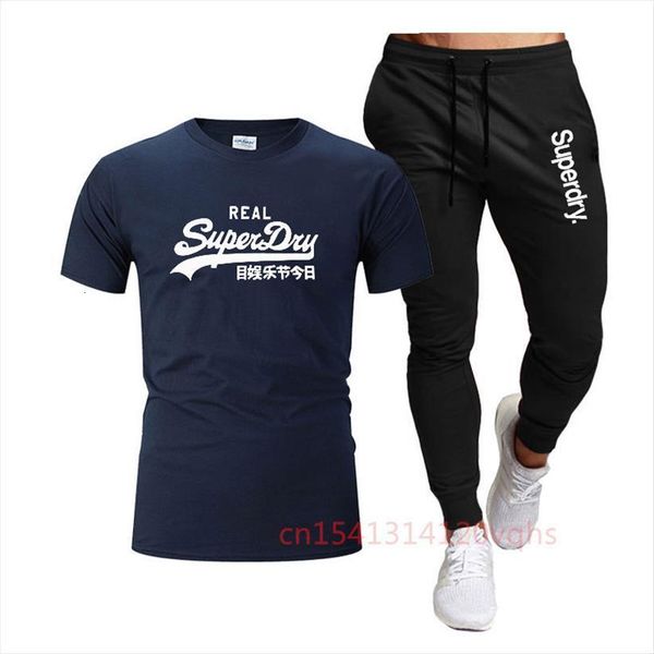 

fashion casual sportswear summer mens tracksuits alphabet print suit jogging fitness t shirt pants 2 piece set, Gray
