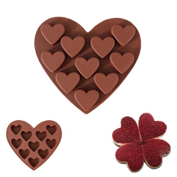 

cake tools 10hole heart shape chocolate mold diy silicone ice cube candy fondant pastry mould jelly pudding love decoration tool