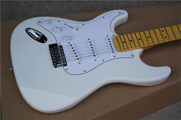 

left handed strat electric guitar cream white color gold hardware